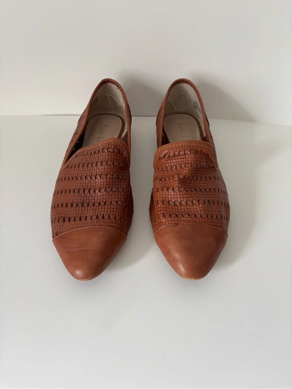 Essex Lane Cognac Woven Leather Loafers
